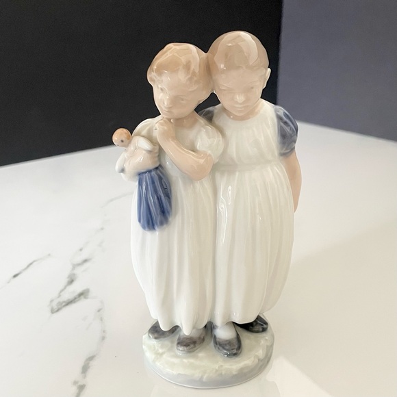 Two Girls with Doll Figurine by Royal Copenhagen - Picture 1 of 8